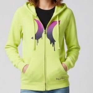 Hurley Woman's Medium Yellow Hoodie with Purple Graphic